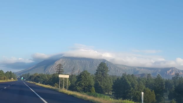 Humphreys Peak with Top in the Clouds, View from Interstate 40, Flagstaff, AZ. High quality photo