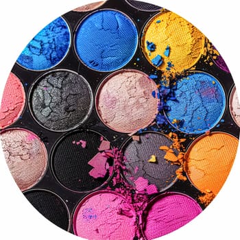 Beauty product and cosmetics texture as circle shape design, makeup blush eyeshadow powder as abstract luxury cosmetic background art