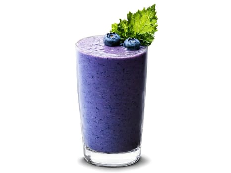 Blueberry Kale Smoothie A refreshing blueberry kale smoothie in a stylish glass adorned with blueberries. Drink isolated on transparent background.