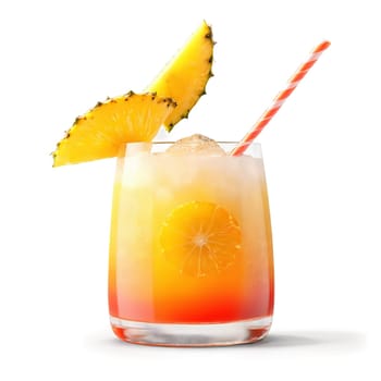 Rum punch sunset ombre tropical cocktail pineapple and orange slices isolated on transparent Food and. Food isolated on transparent background.