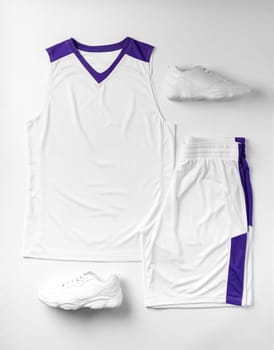 Basketball uniform on white background top view flat lay