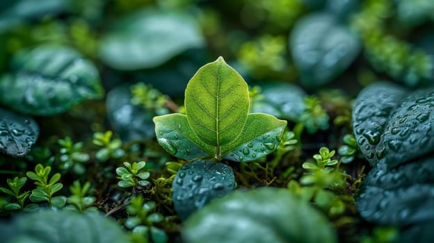 A young Green sprout growing out of the ground. The concept of budding.