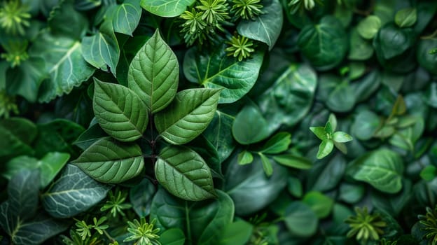 Background texture of leaves. Background of green leaves. Sustainability and environmental friendliness.