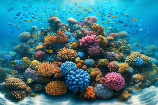 colorful underwater world, marine life of coral reef.