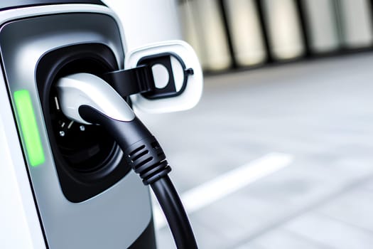 close up of electric car charging port.