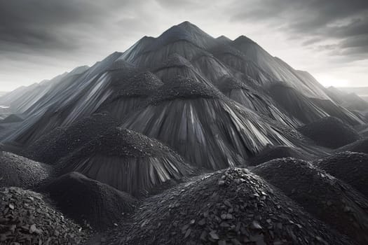 large piles of anthracite coal, coal dumps.