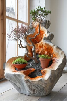 Modern home interior with wood . An environmental design item in the interior.
