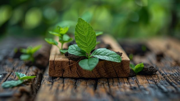 A young Green sprout growing out of the ground. The concept of budding.