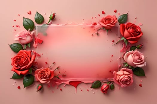 beautiful colorful red roses with empty blank letterhead .