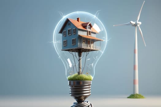 house and light bulb, alternative sources of electricity .