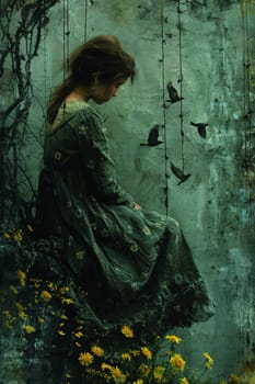 A surreal portrait of a woman. Conceptual art, the concept of freedom, life, mind, soul, spirituality, solutions and hope.