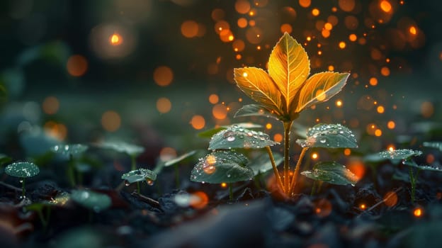 A young Green sprout growing out of the ground. The concept of budding.