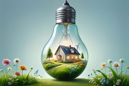 house and light bulb, alternative sources of electricity .