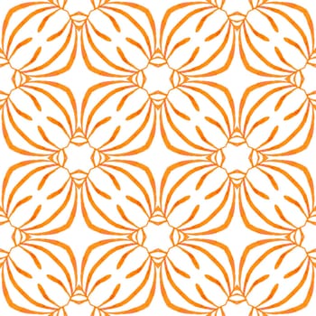Summer exotic seamless border. Orange terrific boho chic summer design. Textile ready fancy print, swimwear fabric, wallpaper, wrapping. Exotic seamless pattern.