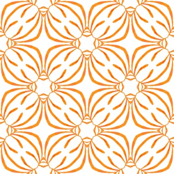 Summer exotic seamless border. Orange terrific boho chic summer design. Textile ready fancy print, swimwear fabric, wallpaper, wrapping. Exotic seamless pattern.