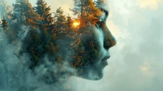 A futuristic portrait of a girl in an ecological world. using eco-future technologies in the ecosystem.