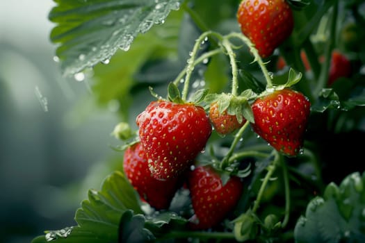 strawberries grow in the garden harvest. Generative Ai,.