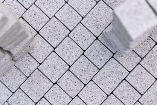 Detail to building new interlocking paving, industrial concept