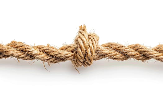 Rope with a tied knot on a white background.