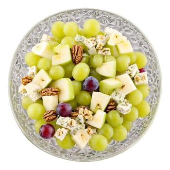 Waldorf salad with diced apples celery walnuts and grapes in a creamy dressing served in. Food isolated on transparent background