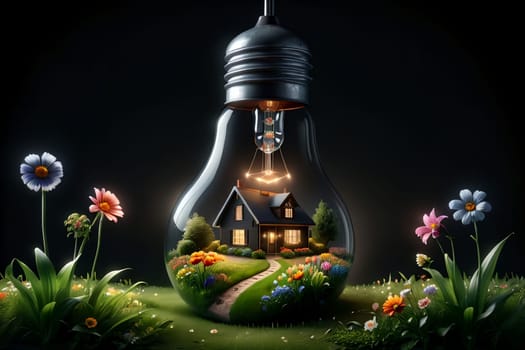 house and light bulb, alternative sources of electricity .