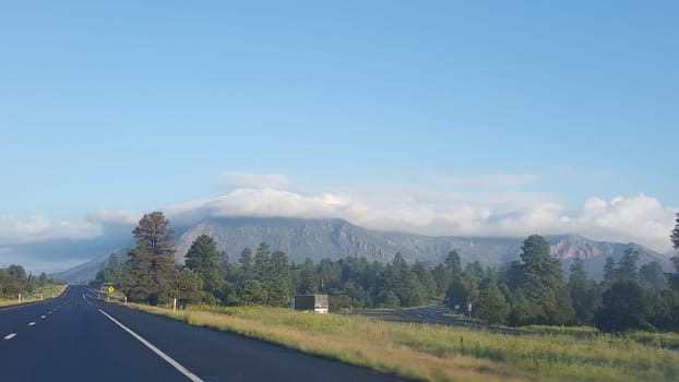 Northern Arizona Road Trip, Humphreys Peak with Top in the Clouds, Flagstaff, AZ. High quality photo