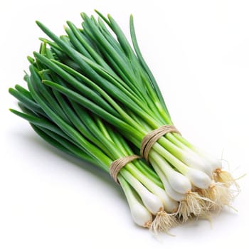 Fresh green onion or scallions or spring onion, organic vegetable. Ai generated image
