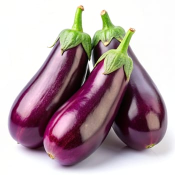 Eggplant or aubergine isolated on white background. Ai generated image