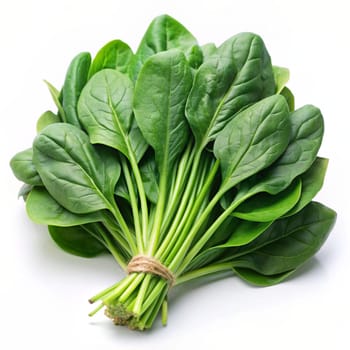 Bunch of spinach leaves isolated on white background. Ai generated image