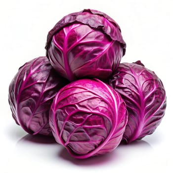 Red cabbage isolated on white background. Ai generated image