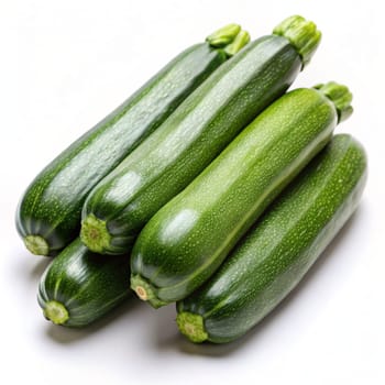 Fresh raw zucchini isolated on white background. Ai generated image