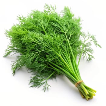 Bunch fresh, green dill on a white background. Ai generated image