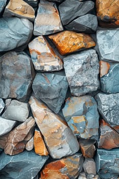 Abstract background of river stones of different structures. Stone background.