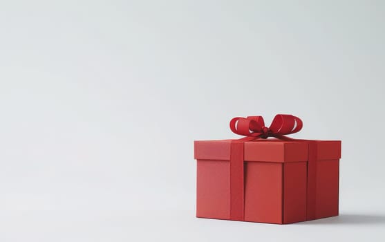 The classic combination of a red gift box with white ribbons offers a timeless appeal, suggesting a gift given with care and affection