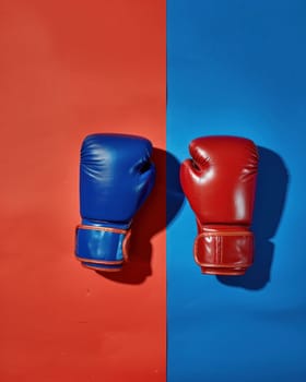 Boxing gloves on colorful background with copy space for sports and fitness concept