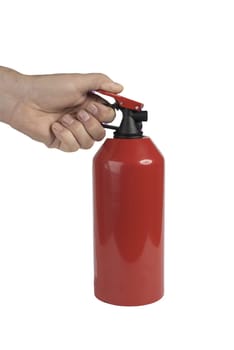 a powder fire extinguisher with a transparent background