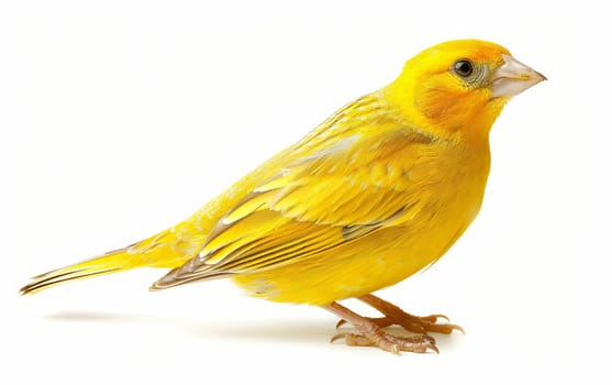 Portrait of a vivid yellow canary, striking a pose with its bright plumage and alert expression