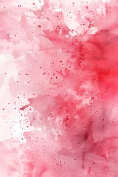 Pink watercolor background with red and white paint splashes on white background for art and beauty design concept