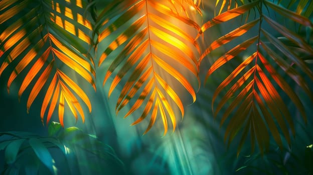 Abstract background with palm leaves.