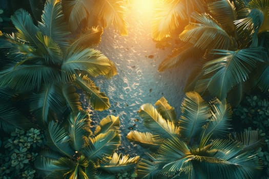 Abstract background with palm leaves.