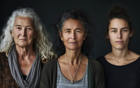 Poignant portrayal of three generations of women, from elderly matriarch to young adult, each embodying resilience and strength.