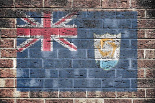An Anguilla flag on a brick wall background union three dolphins