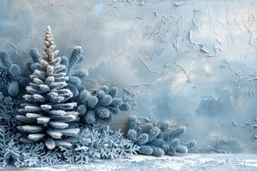 A frosty outdoor scene. Snowy winter background. Winter plants in the snow on a cold background.