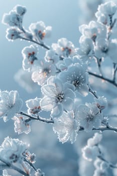 A frosty outdoor scene. Snowy winter background. Winter plants in the snow on a cold background.