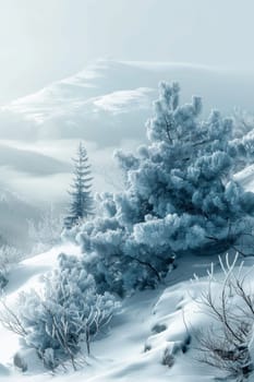 A frosty outdoor scene. Snowy winter background. Winter plants in the snow on a cold background.