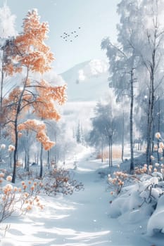 A frosty outdoor scene. Snowy winter background. Winter plants in the snow on a cold background.