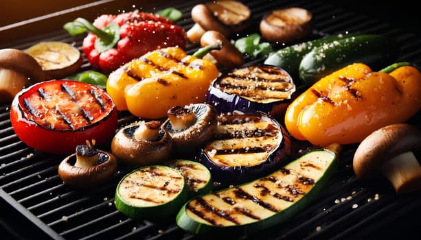 grilled vegetables. Eggplant, zucchini, tomato bell pepper and mushrooms