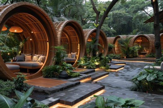 Modern design of a house in nature. Environmental design.