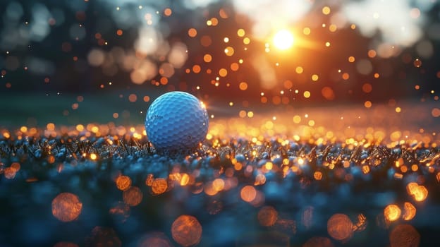 Golf ball on the green grass on the golf course.