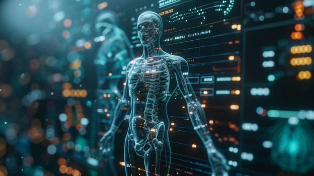 The skeletal structure of the human body. Biohacking.